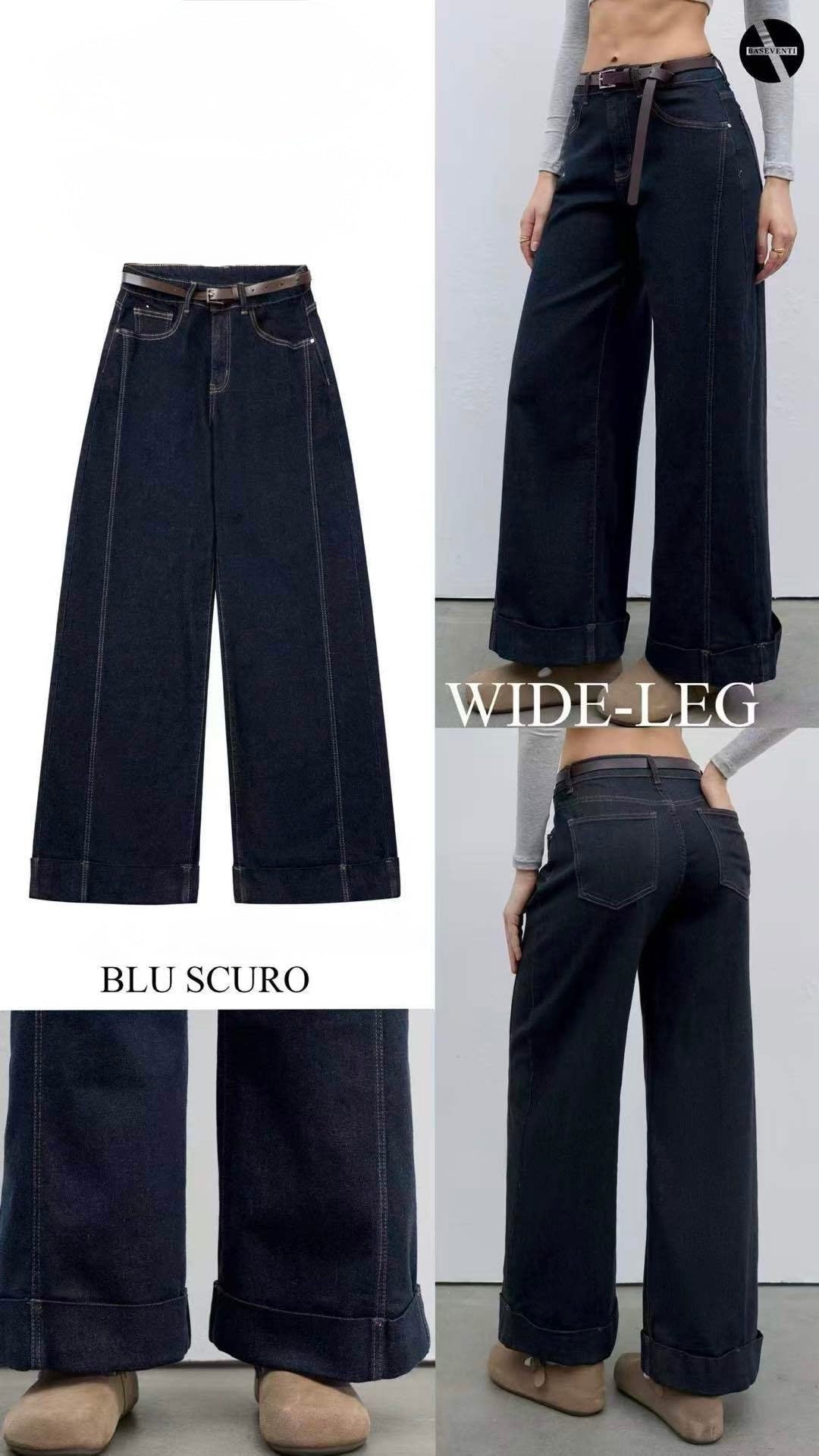 JEANS WIDE LEG SENZA LAVAGGIO CON SVOLTATO