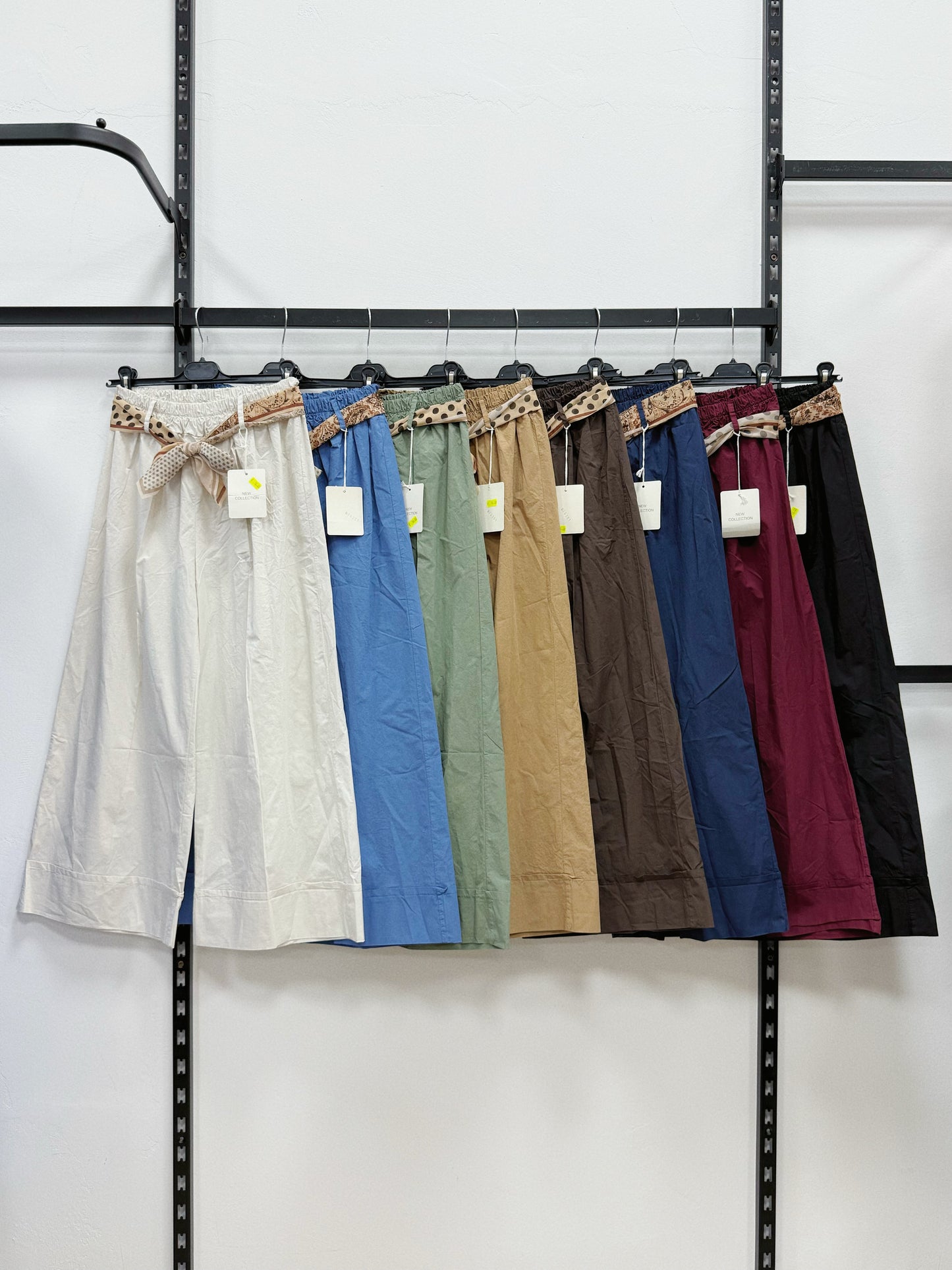 PANTALONE A PALAZZO 100% DI COTONE ALLA CAVIGLIA A ELASTICO IN VITA