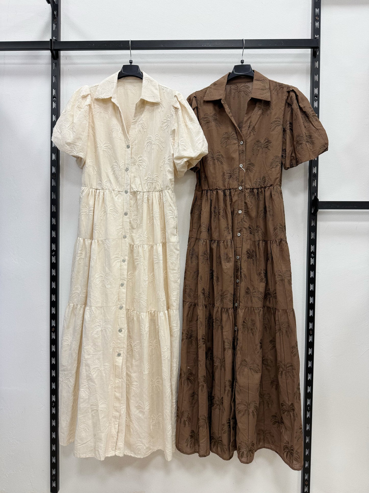 VESTITO LUNGO A MANICHE SBUFFA CON RICAMATO