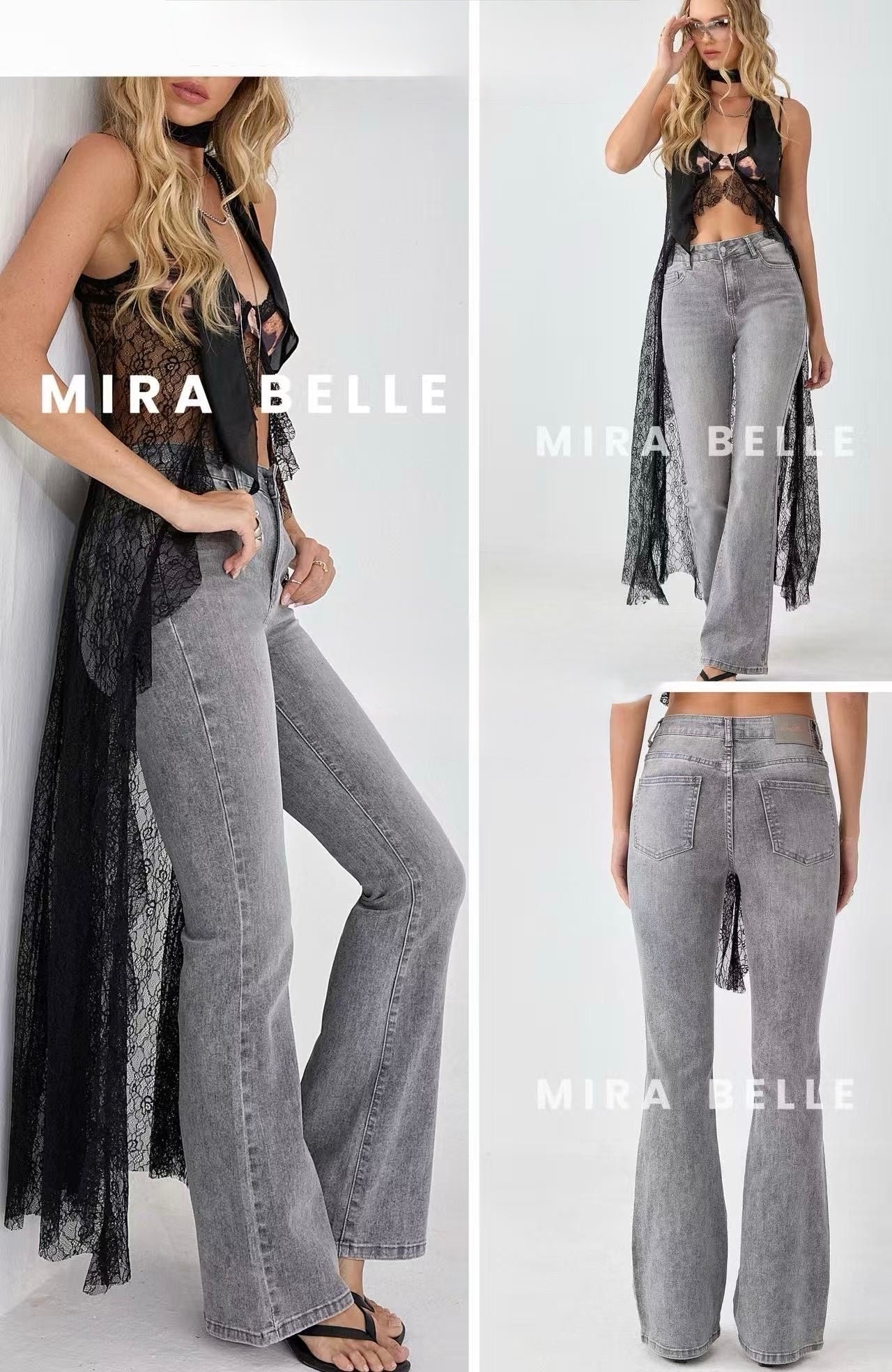 JEANS A ZAMPA LAVAGGIO GRIGIO