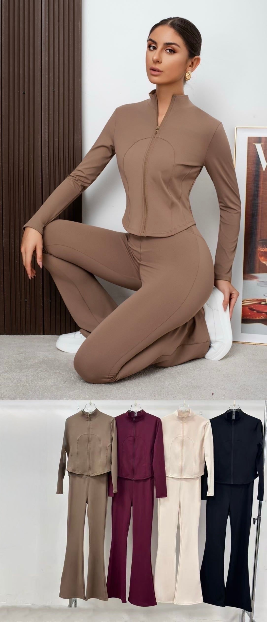 TUTA YOGA FELPA CON CERNIERA E PANTALONE A ZAMPA