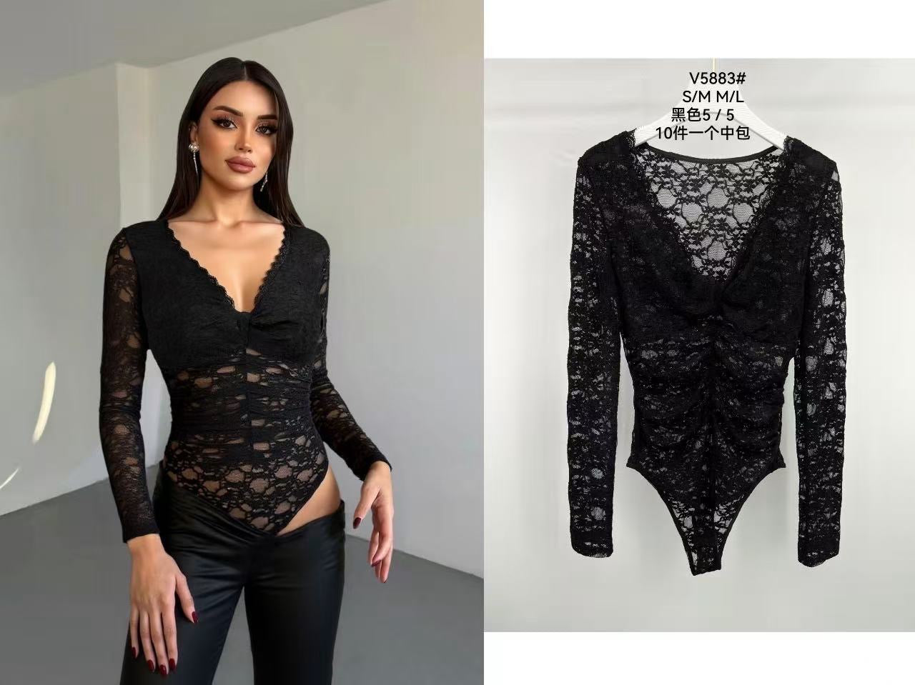 BODY IN PIZZO A MANICHE LUNGHE