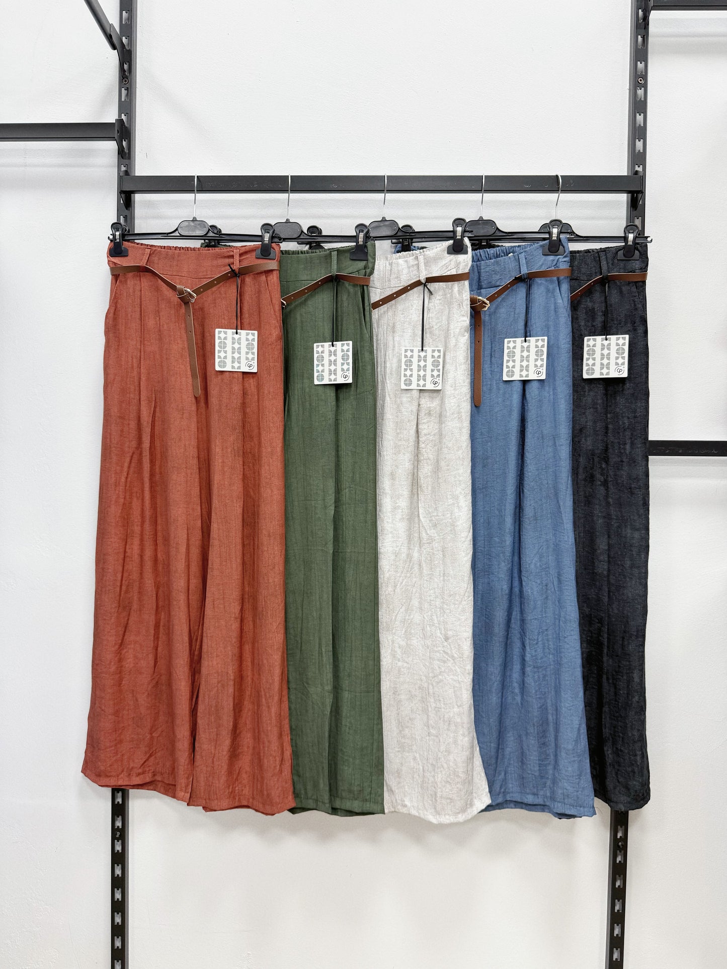PANTALONE A PALAZZO A DIETRO A ELASTICO CON CINTURA