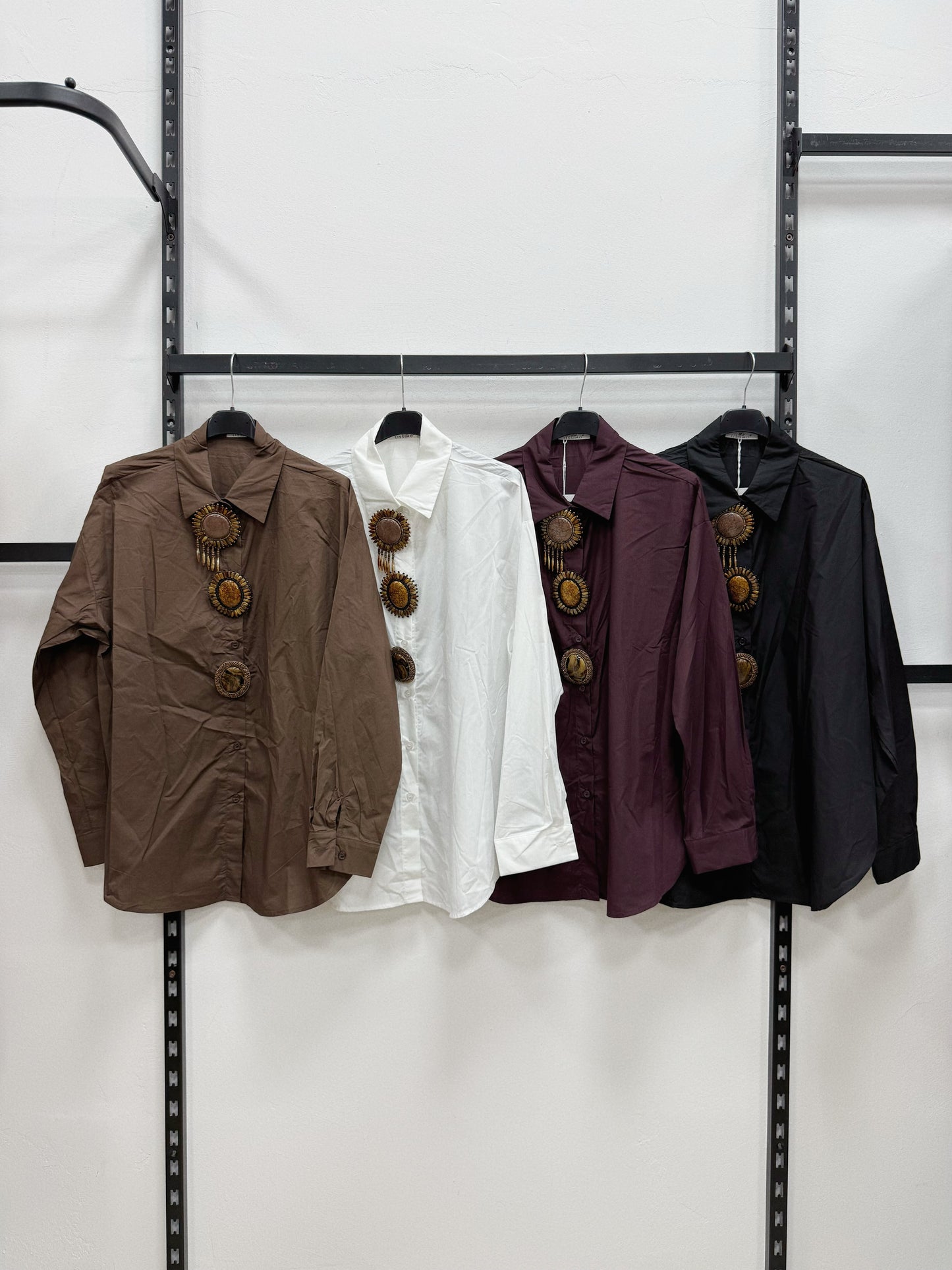 CAMICIA OVERSIZE DI COTONE CON BOTTONI DI RESINA