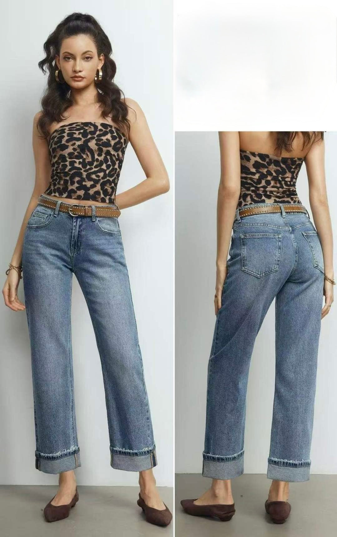 JEANS WIDE LEG CON SVOLTATO