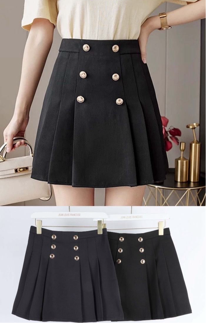 SHORT A GONNA CON BOTTONE DORATO
