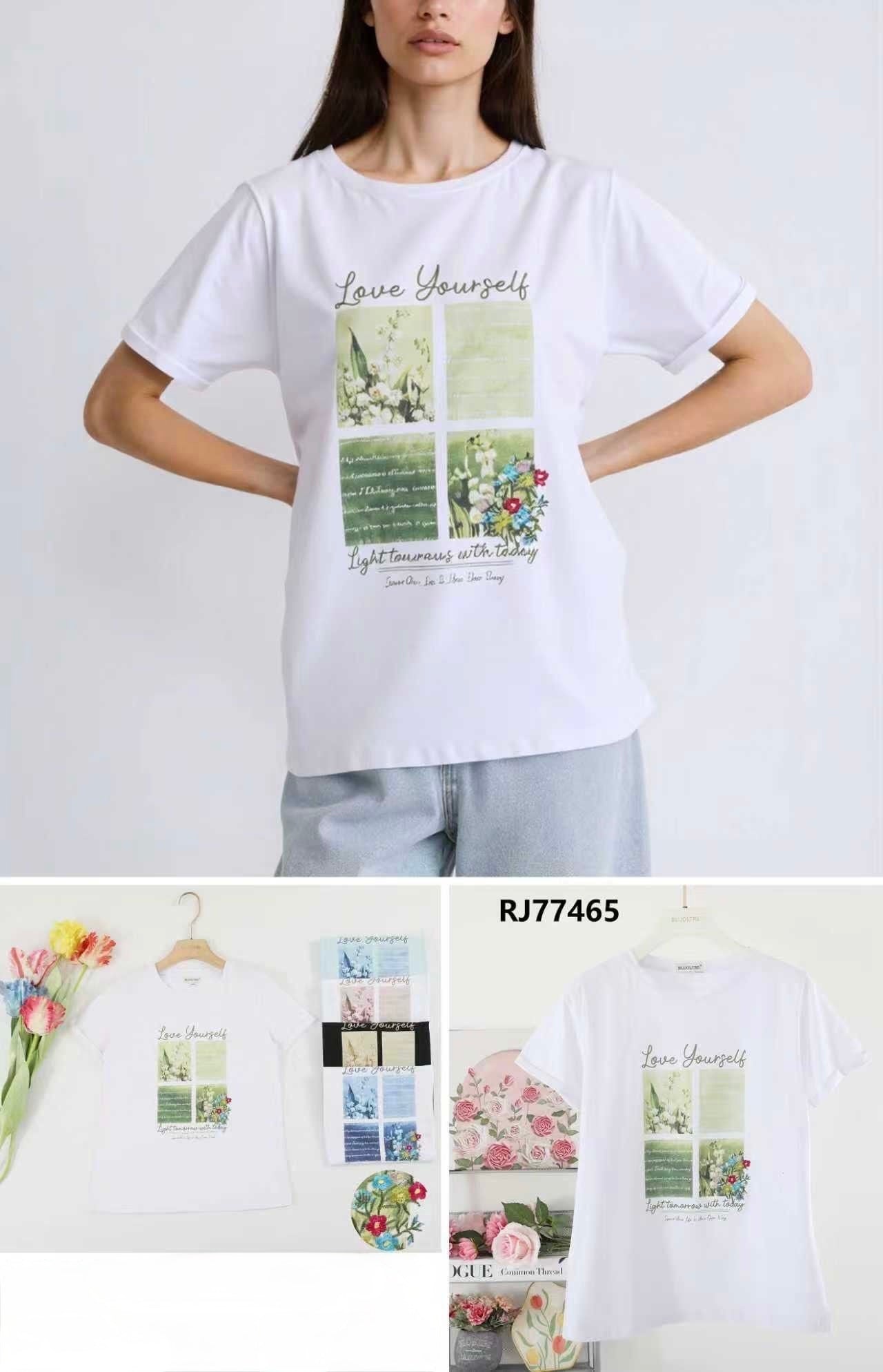 T-SHIRT CON STAMPA E RICAMATA