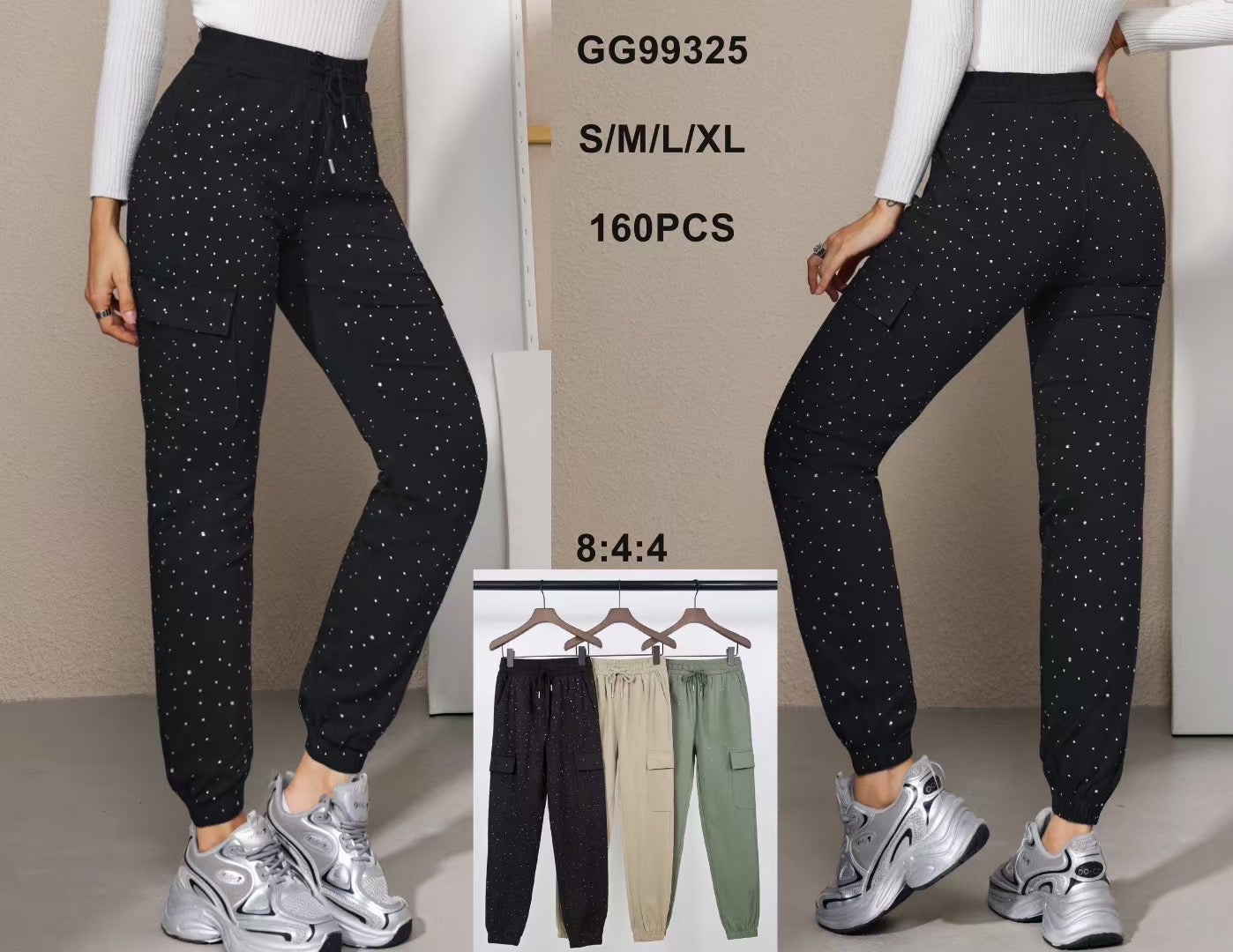 PANTALONE CON TASCHE CON BRILLANTINI