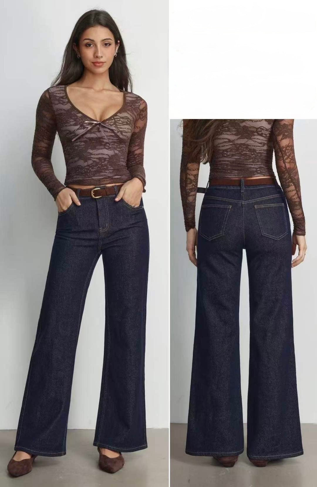 JEANS WIDE LEG SENZA LAVAGGIO TAGLIA CURVY