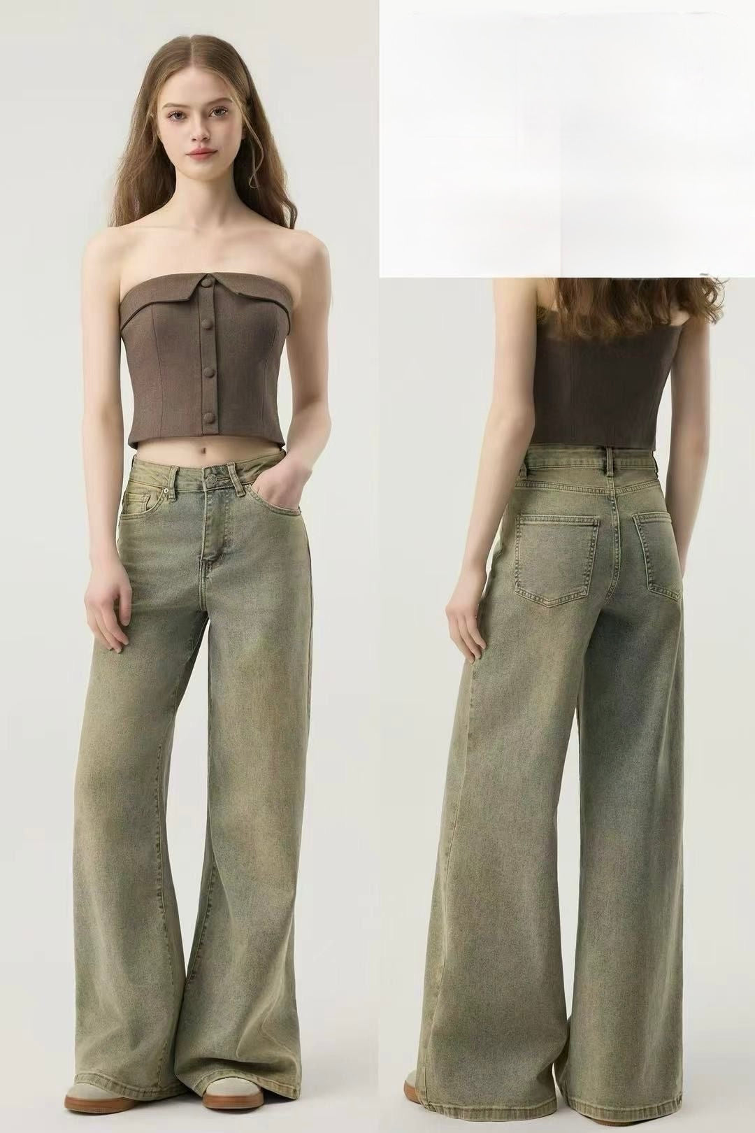 JEANS A GAMBE LARGHE E DRITTA