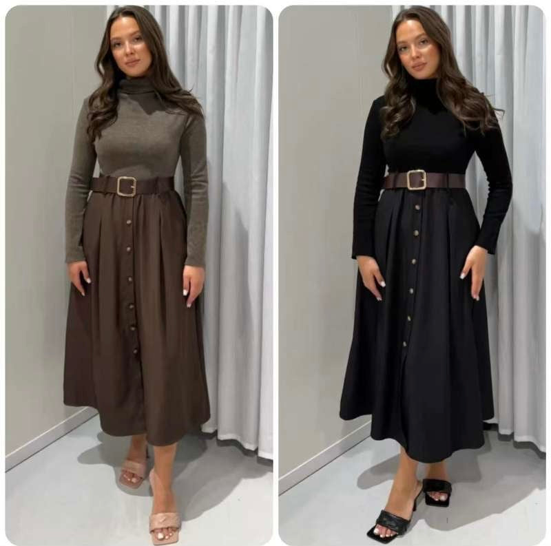 VESTITO LUNGO CON CINTURA