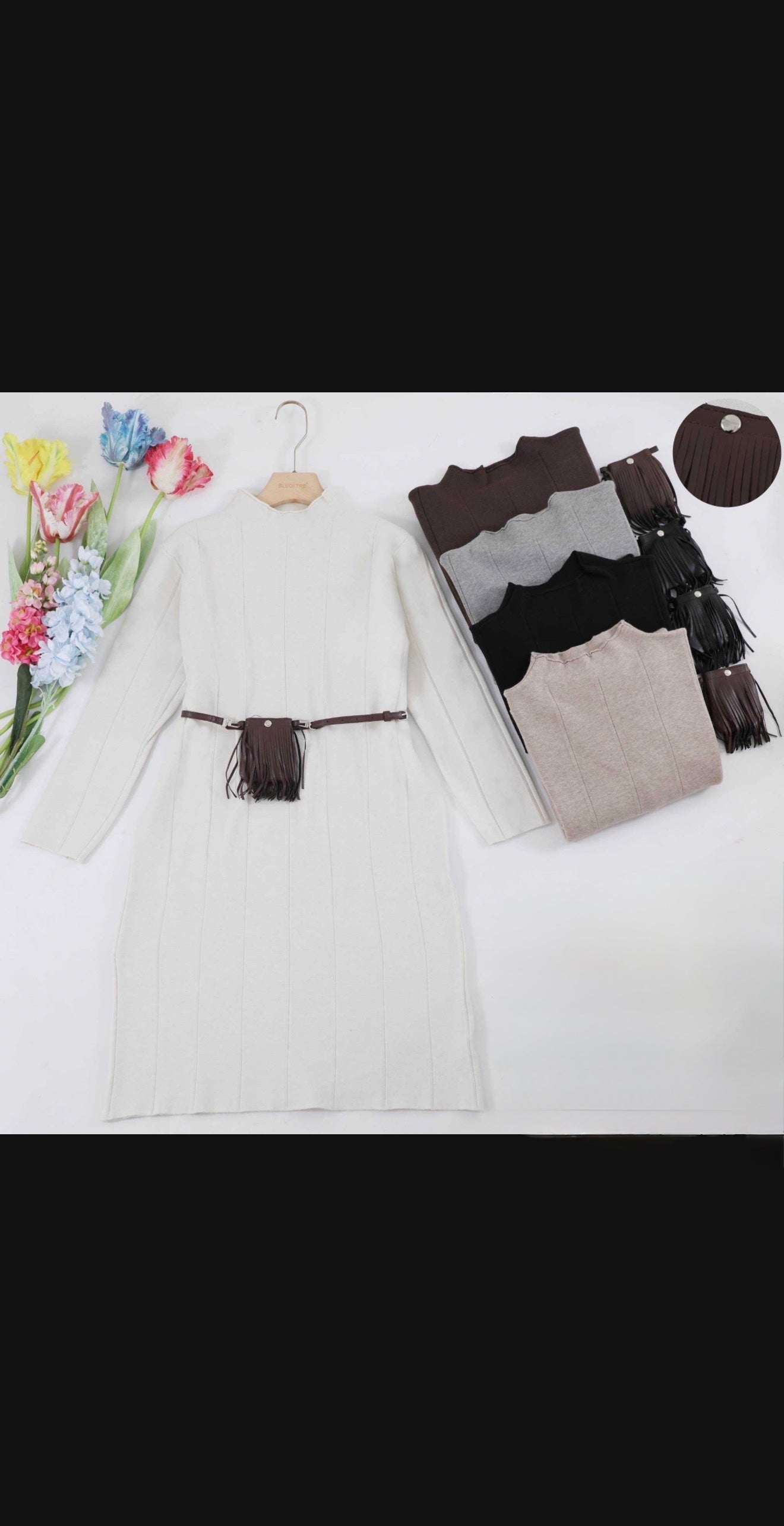 MAGLIERIA VESTITO A LUPETTO CON BORSELLINO A FRANGE