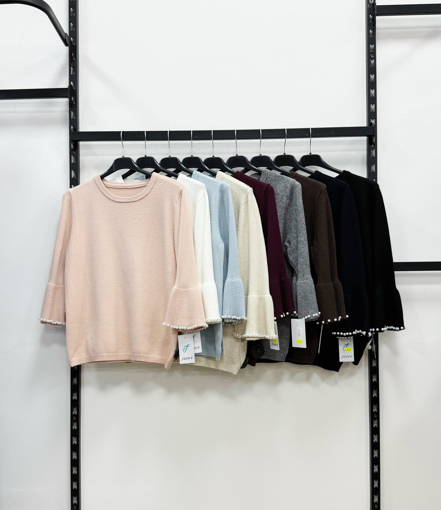 MAGLIERIA A MANICHE 3/4 CON PERLE