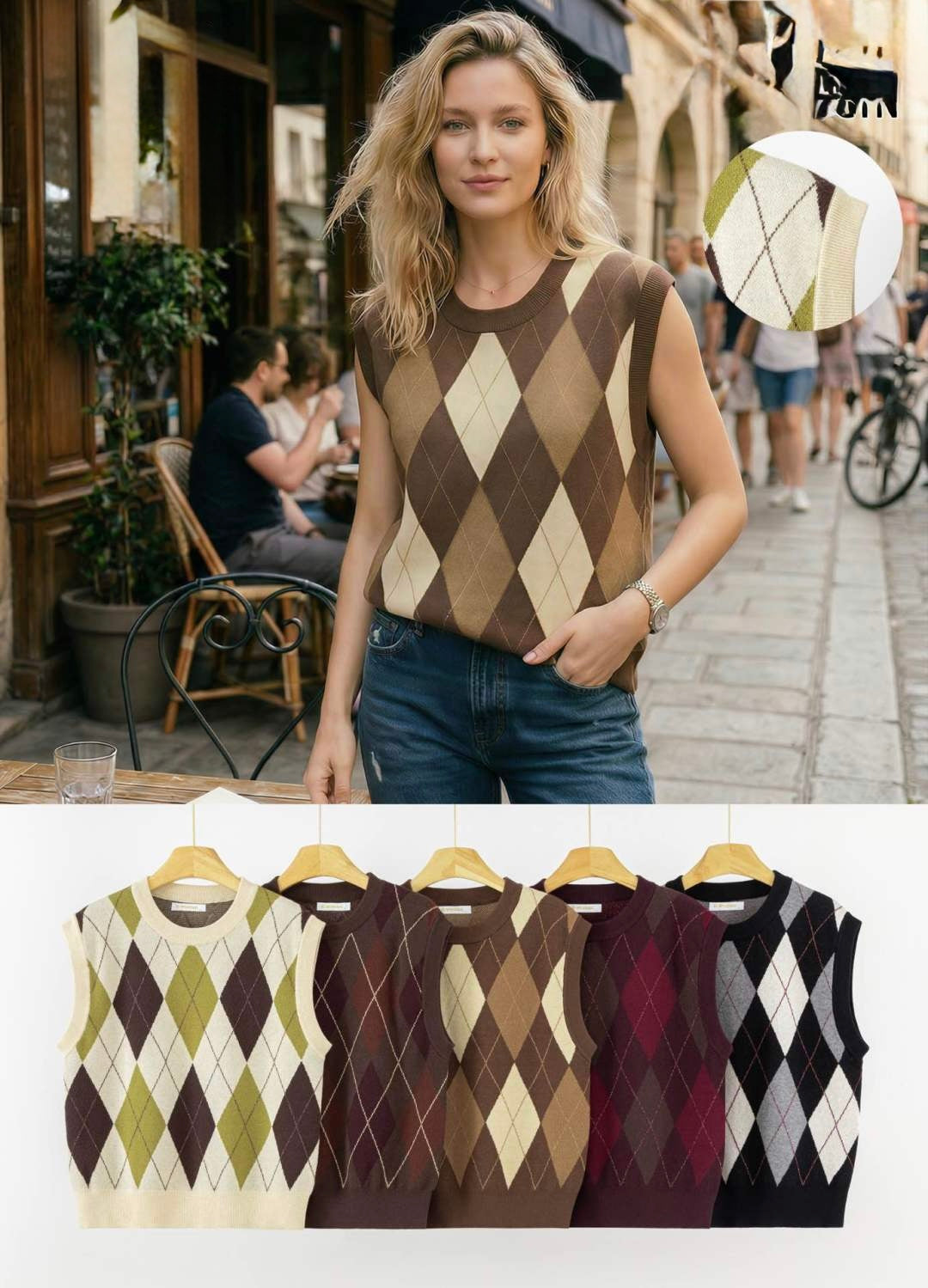 GILET DI MAGLIONE A SCACCHI
