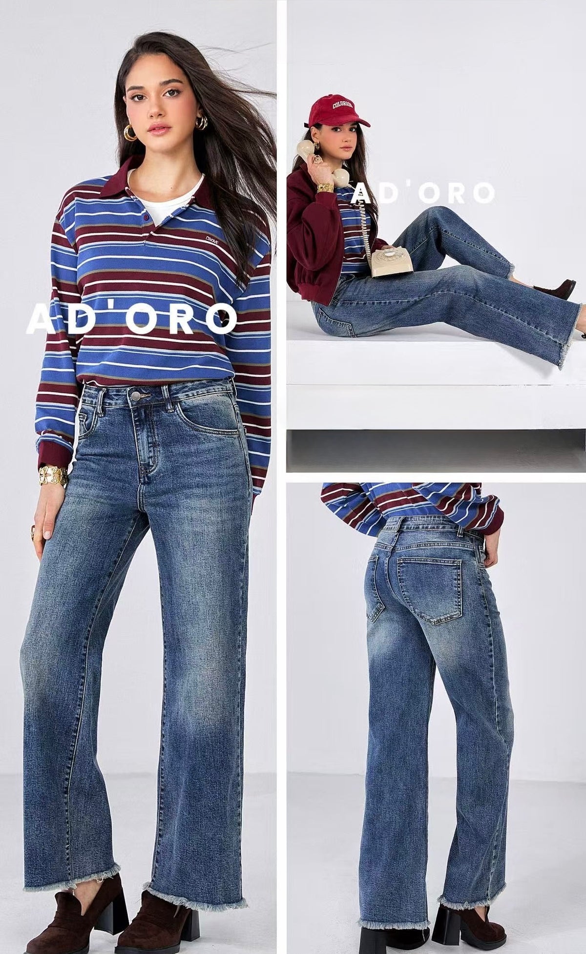 JEANS WIDE LEG SFRANGIATA ELASTICIZZATA
