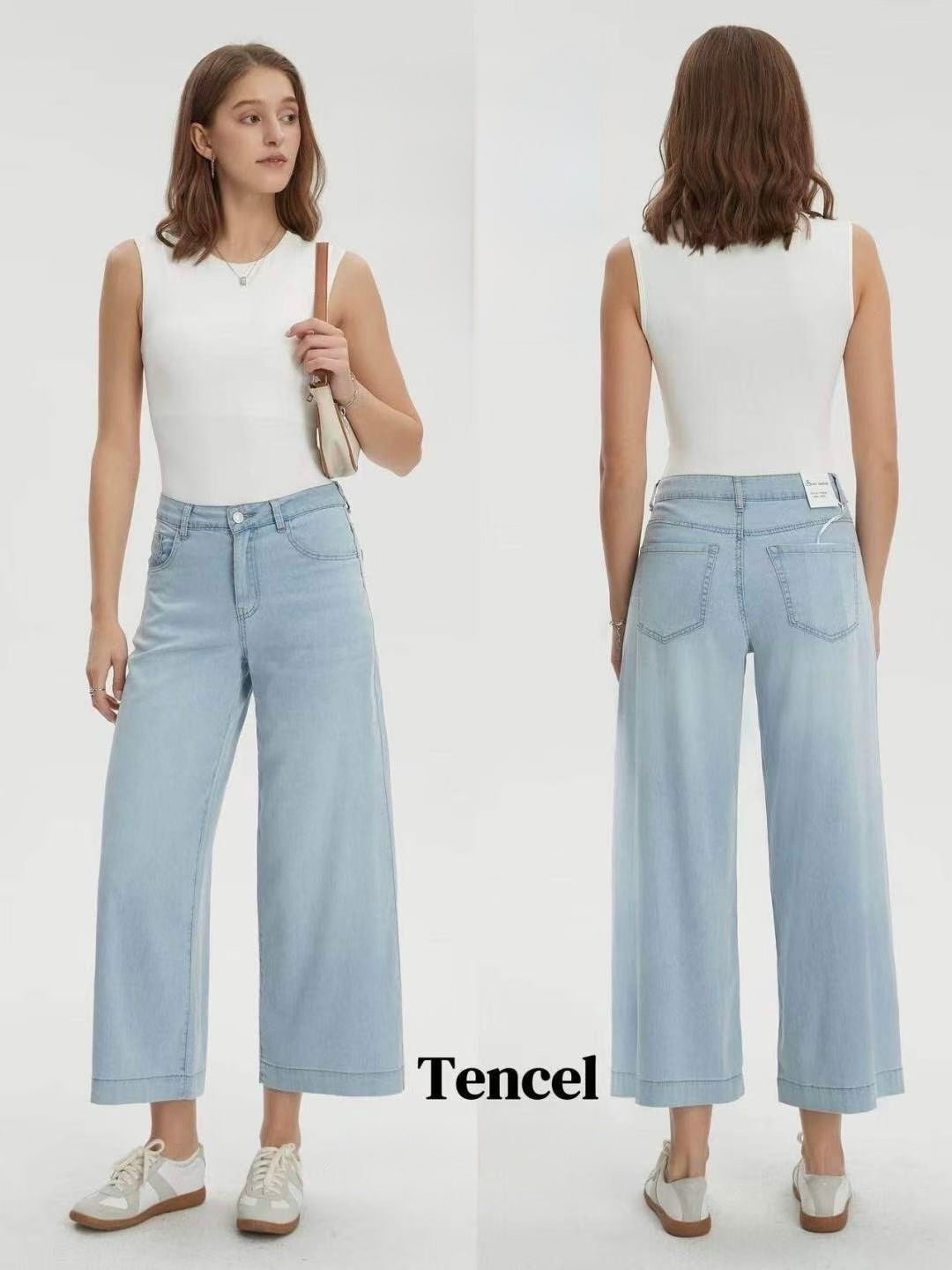 JEANS DI TENCEL A WIDE LEG ALLA CAVIGLIA