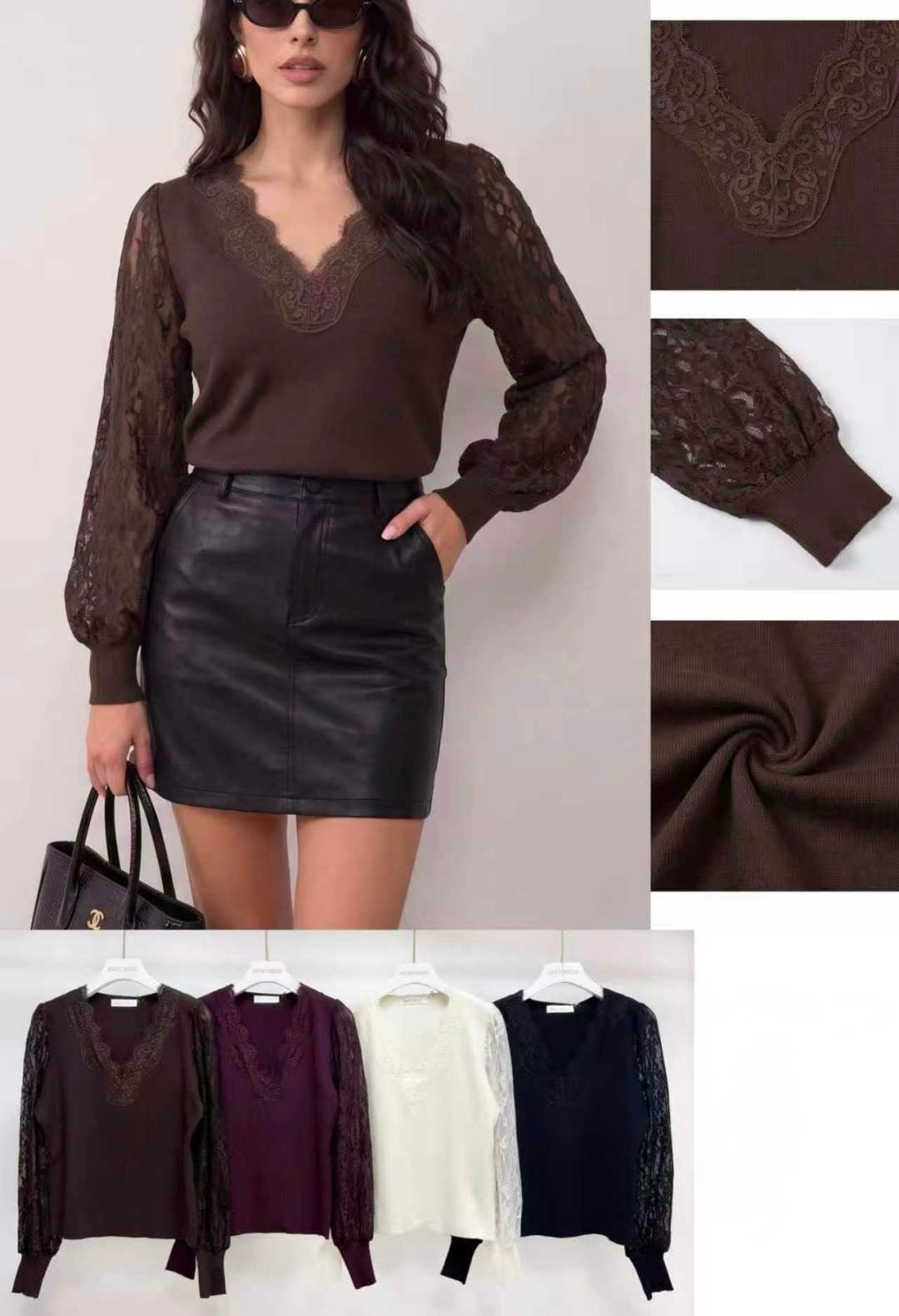 MAGLIONE DI VISCOSA CON PIZZO