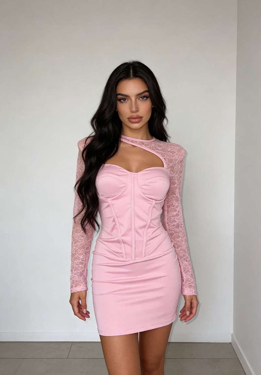 VESTITO ADERENTE A MAICHE LUNGHE IN PIZZO