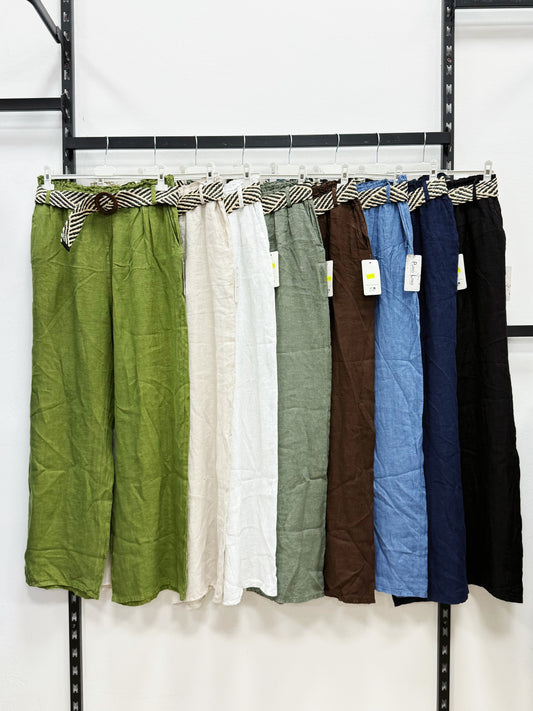 PANTALONE 100% DI LINO CON CINTURA TAGLIA CURVY