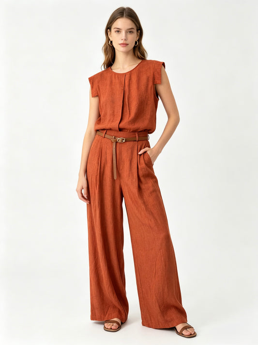 PANTALONE A PALAZZO A DIETRO A ELASTICO CON CINTURA