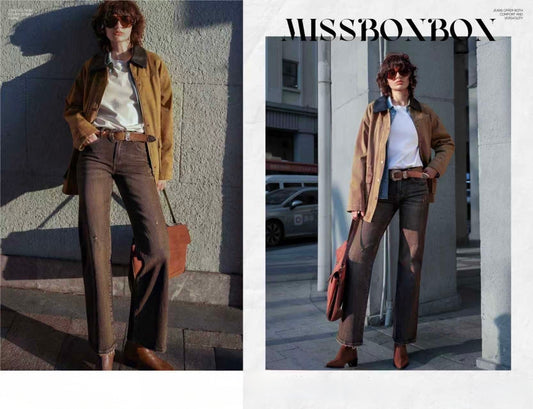 JEANS A GAMBE LARGHE E DRITTA CON CINTURA VINTAGE