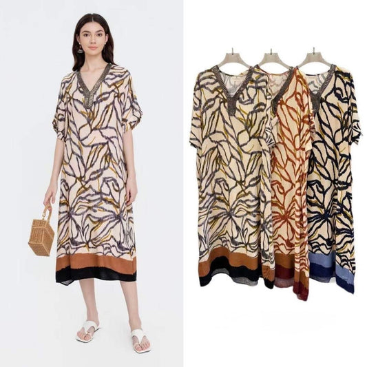 VESTITO LUNGO A SCOLLO V CON ZIRCONI TAGLIA CURVY