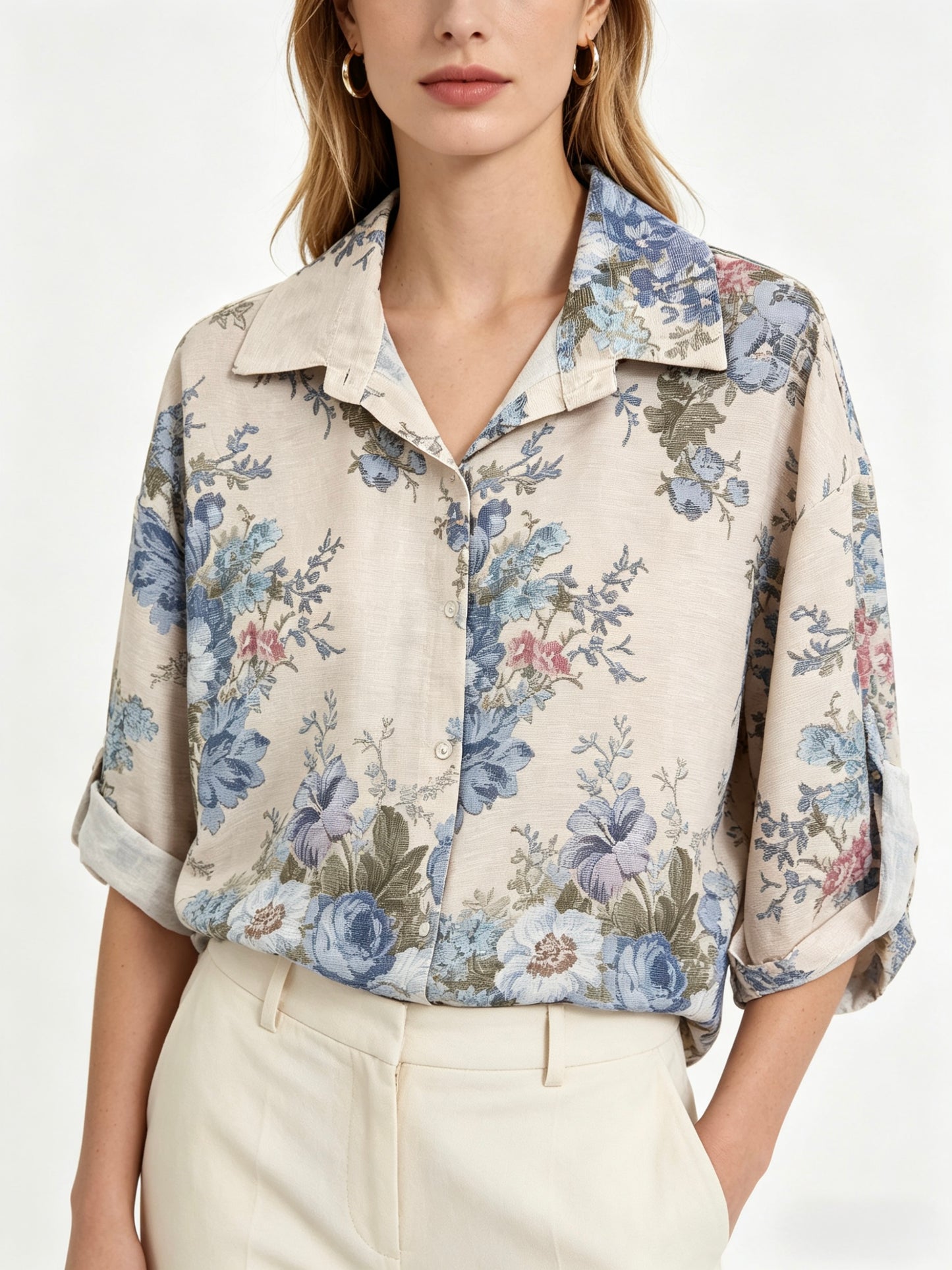 CAMICIA FLOREALE A MANICHE LUNGHE