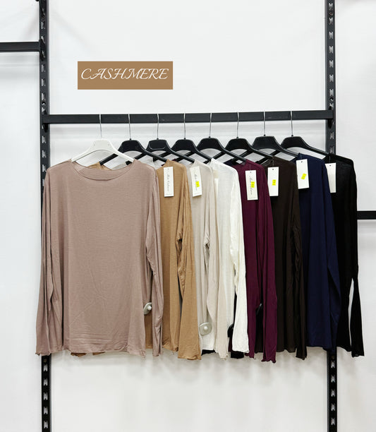 MAGLIETTA A MANICHE LUNGHE DI CASHMERE TAGLIA CURVA