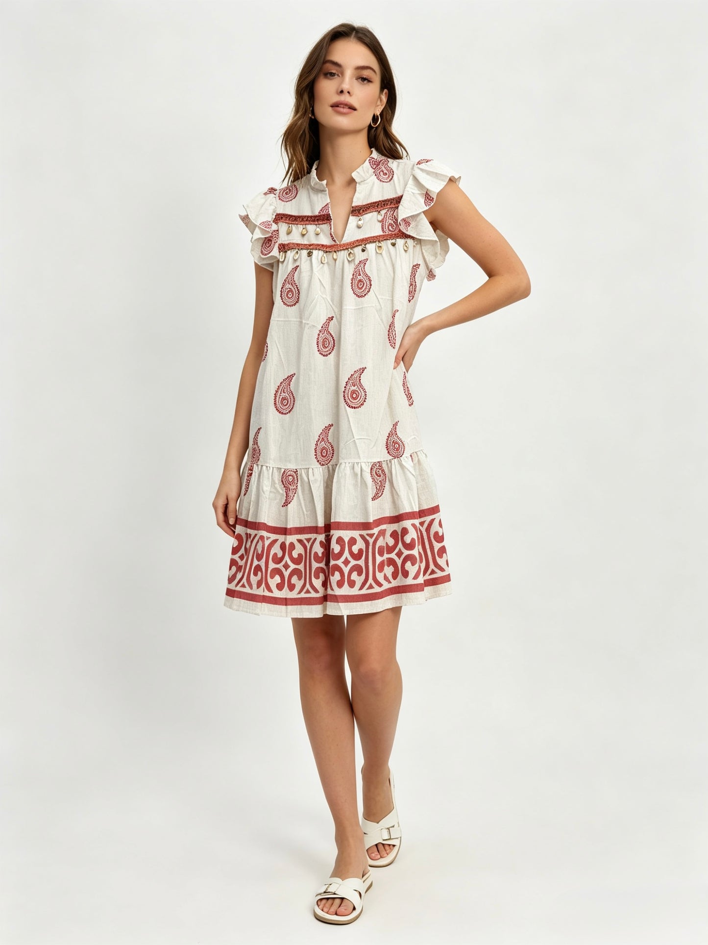 VESTITO A FANTASIA MISTO LINO CON CIONDOLO CONCHIGLIE