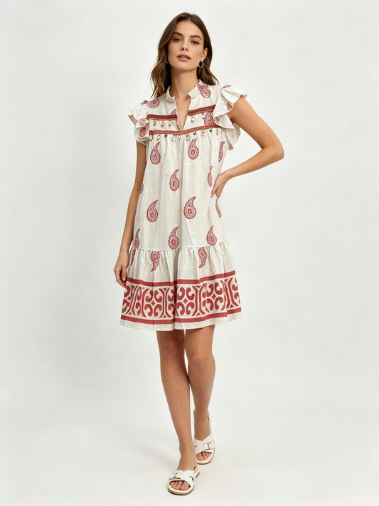 VESTITO A FANTASIA MISTO LINO CON CIONDOLO CONCHIGLIE