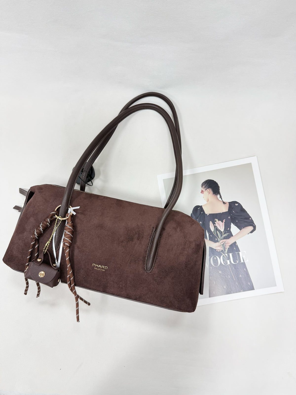 BORSA A MANIGLIA LUNGHE SCAMOSCIATA