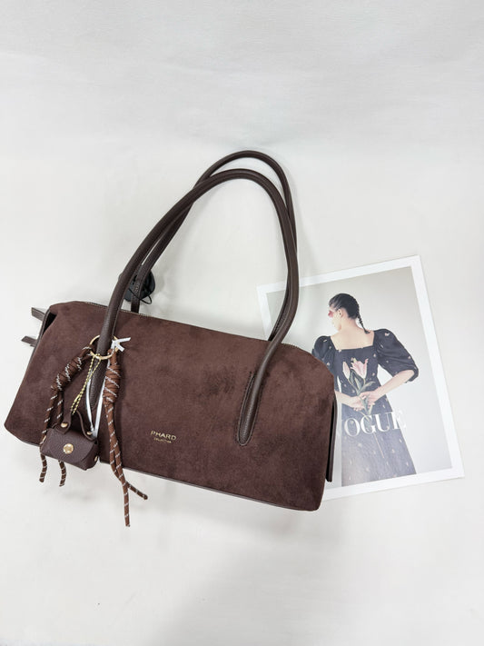 BORSA A MANIGLIA LUNGHE SCAMOSCIATA