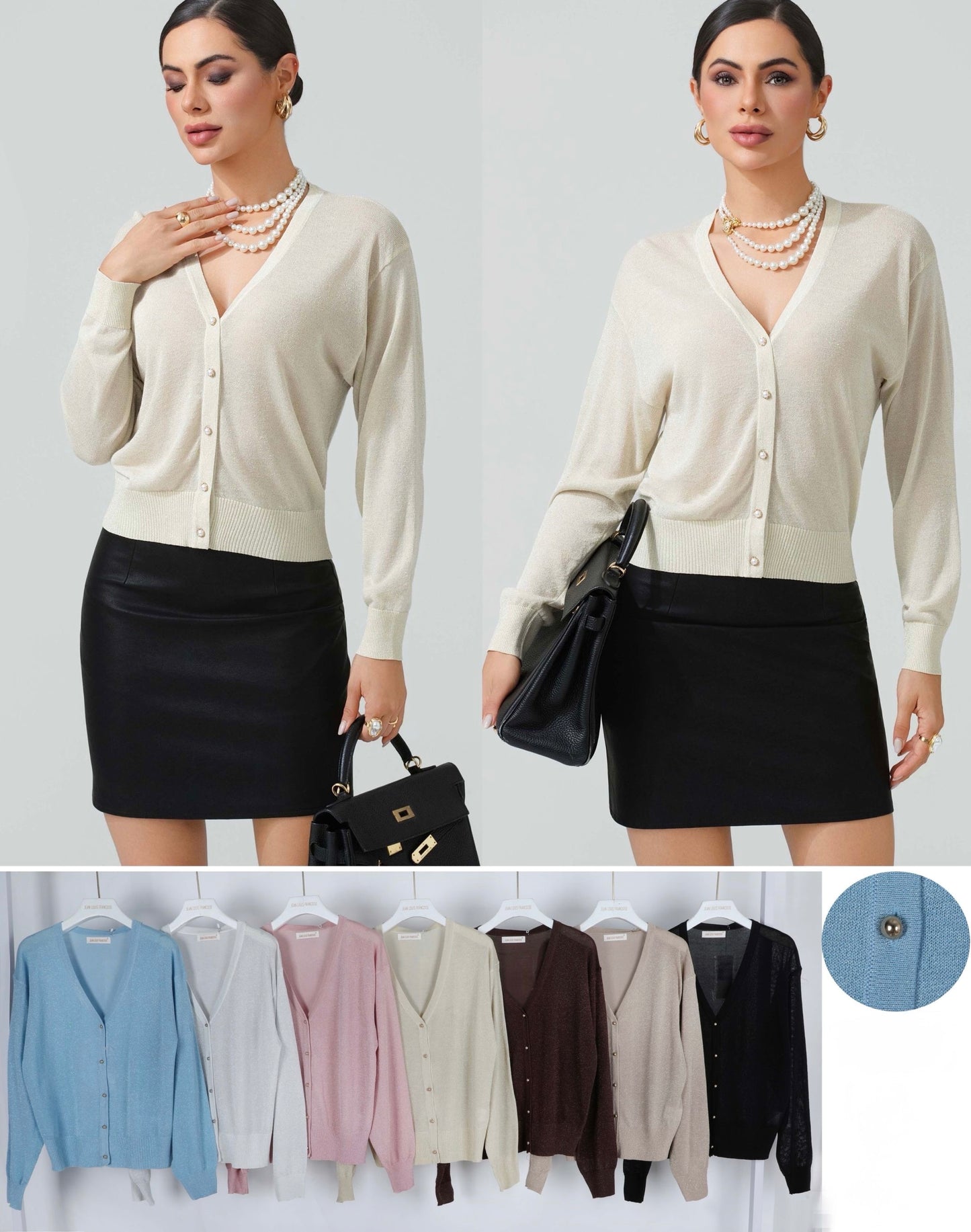 CARDIGAN VISCOSA IN LUREX SCOLLO V CON BOTTONI DORATI