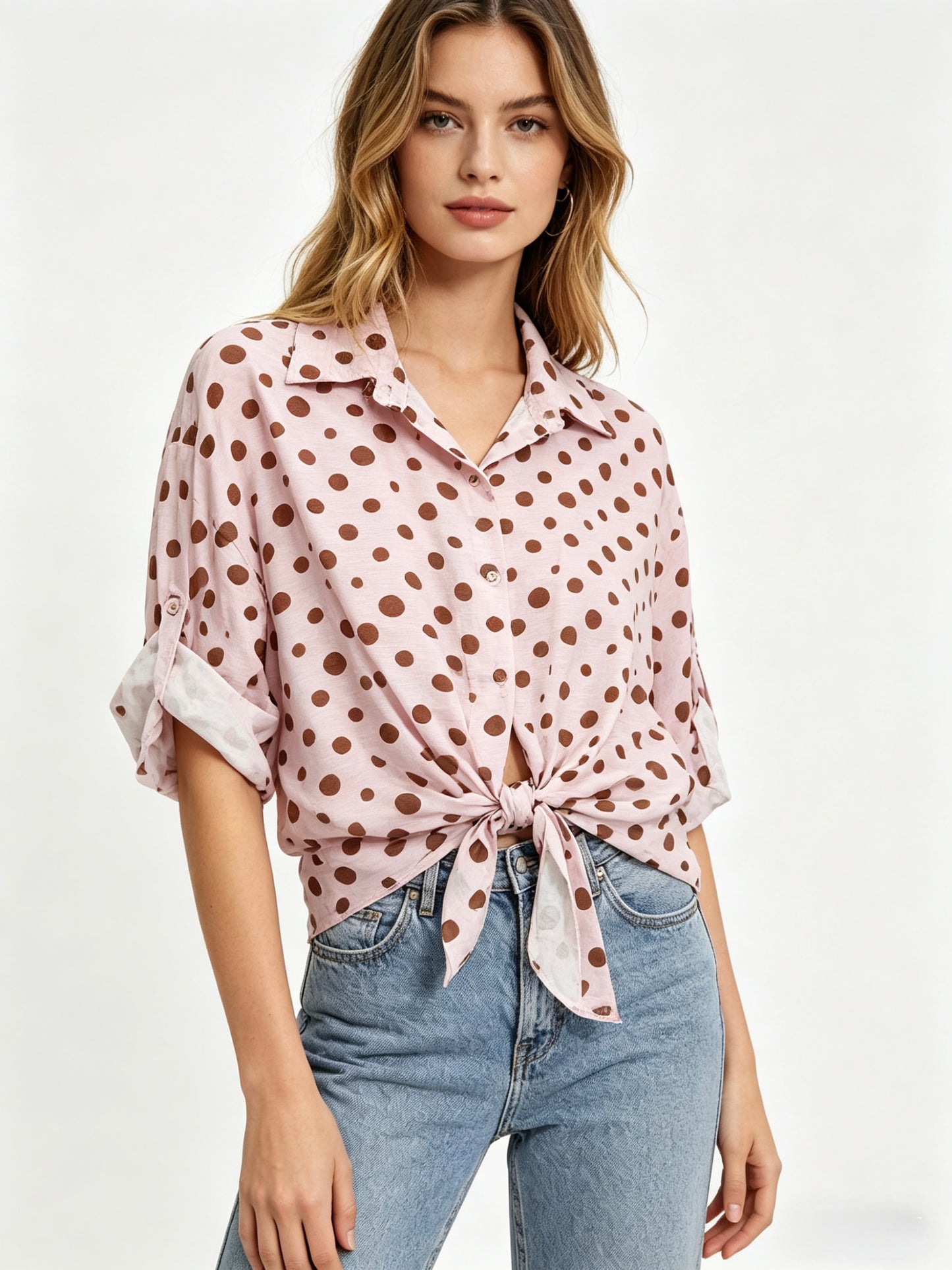 CAMICIA A POIS LACCIATO