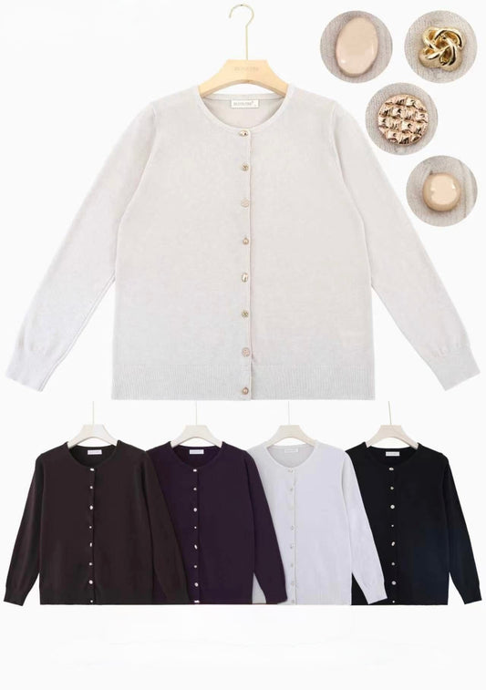 CARDIGAN DI LANA RASATA CON BOTTONI PARTICOLARI