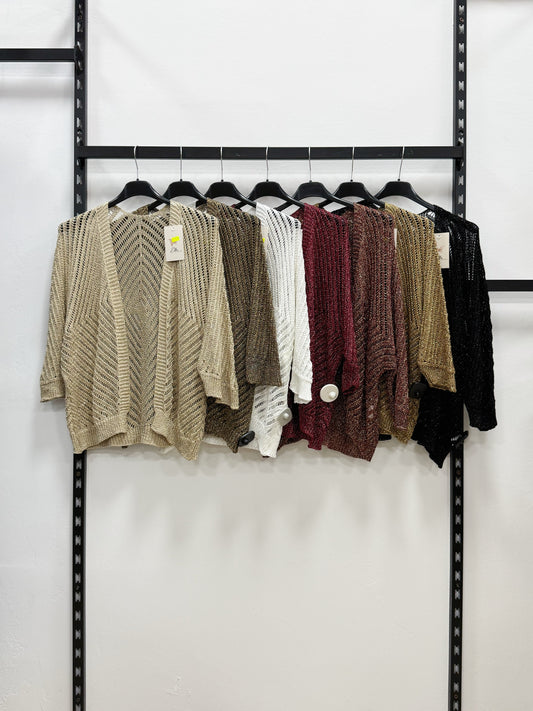 CARDIGAN TRAFORATA CON LUREX