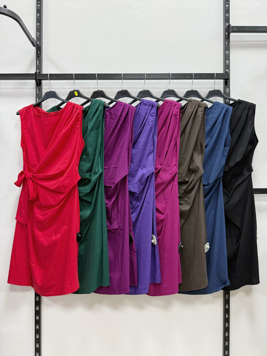 VESTITO CORTO 100% DI COTONE A NODO SUL FIANCO