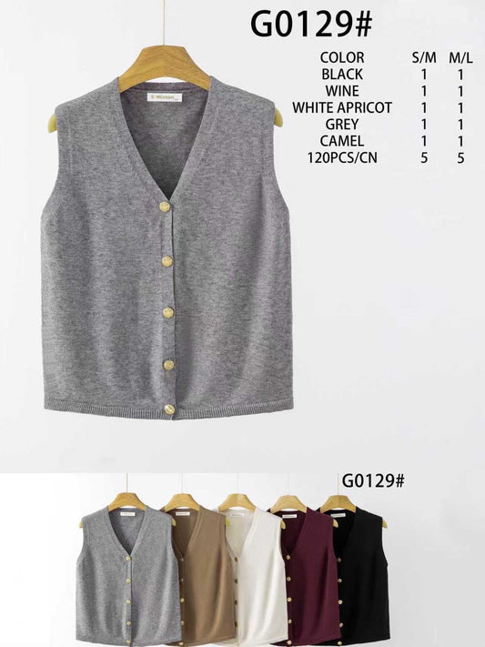 GILET CON BOTTONI DORATI A COLLO V