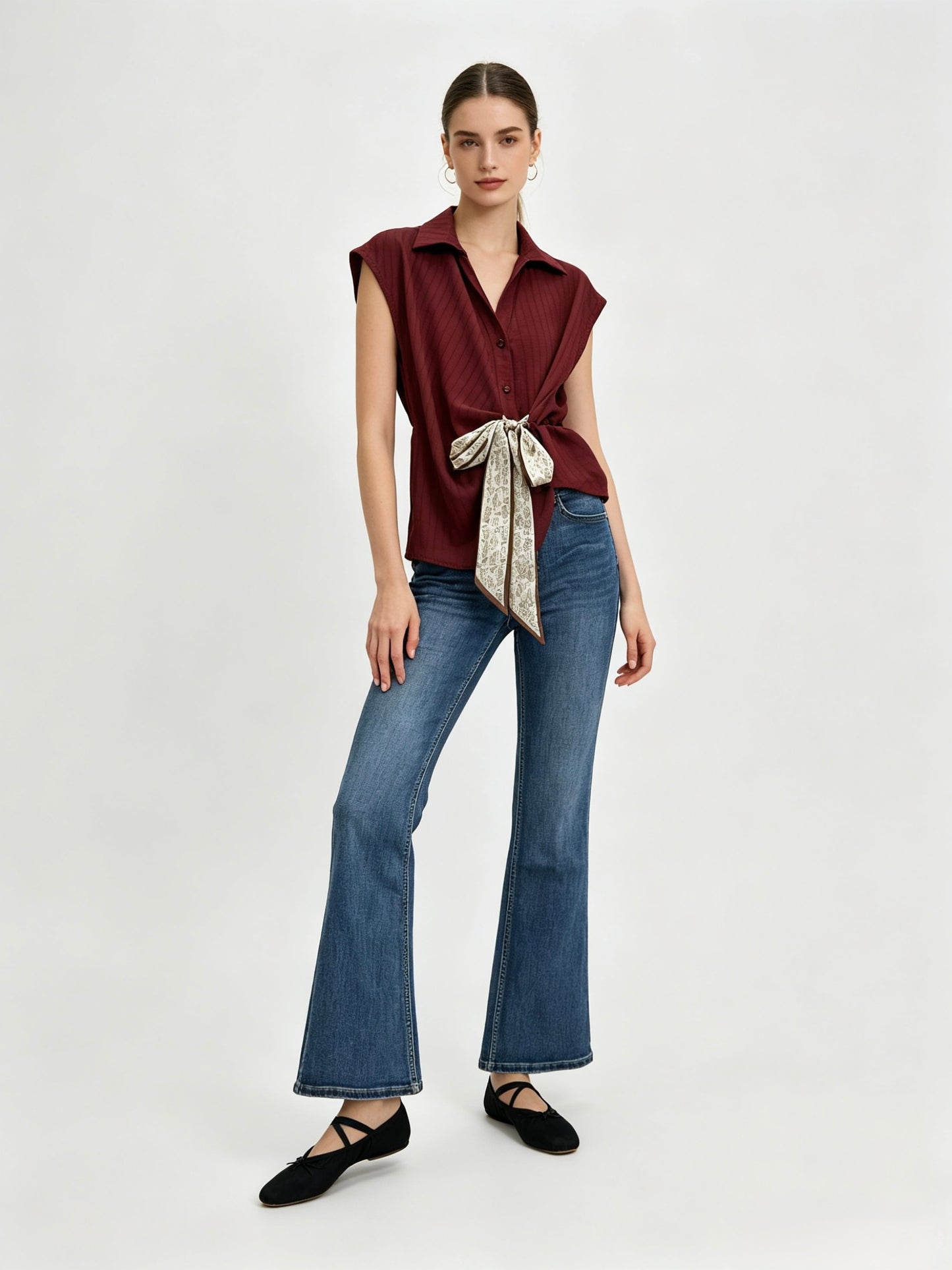 CAMICIA SMANICATE CON LACCI DI FOULARD