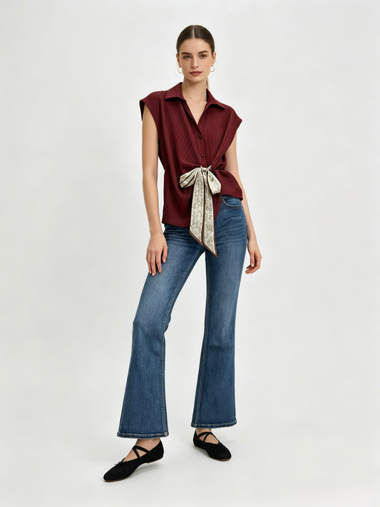 CAMICIA SMANICATE CON LACCI DI FOULARD