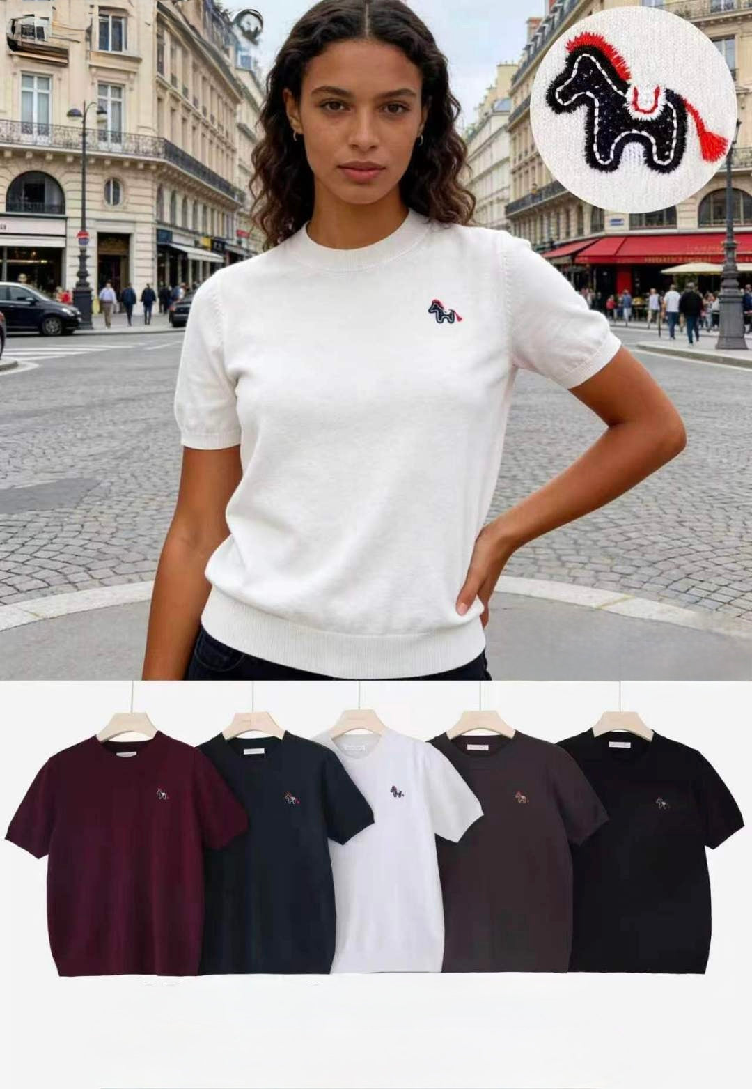 MAGLIONE DI LANA RASATA CON RICAMATO DI CAVALLO