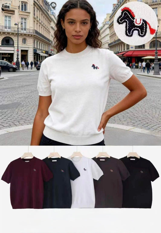 MAGLIONE DI LANA RASATA CON RICAMATO DI CAVALLO