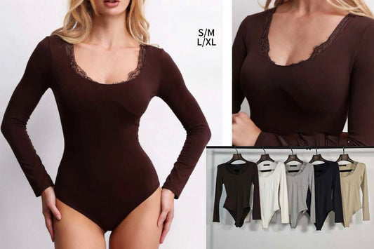 BODY A SCOLLO ROTONDO CON PIZZO