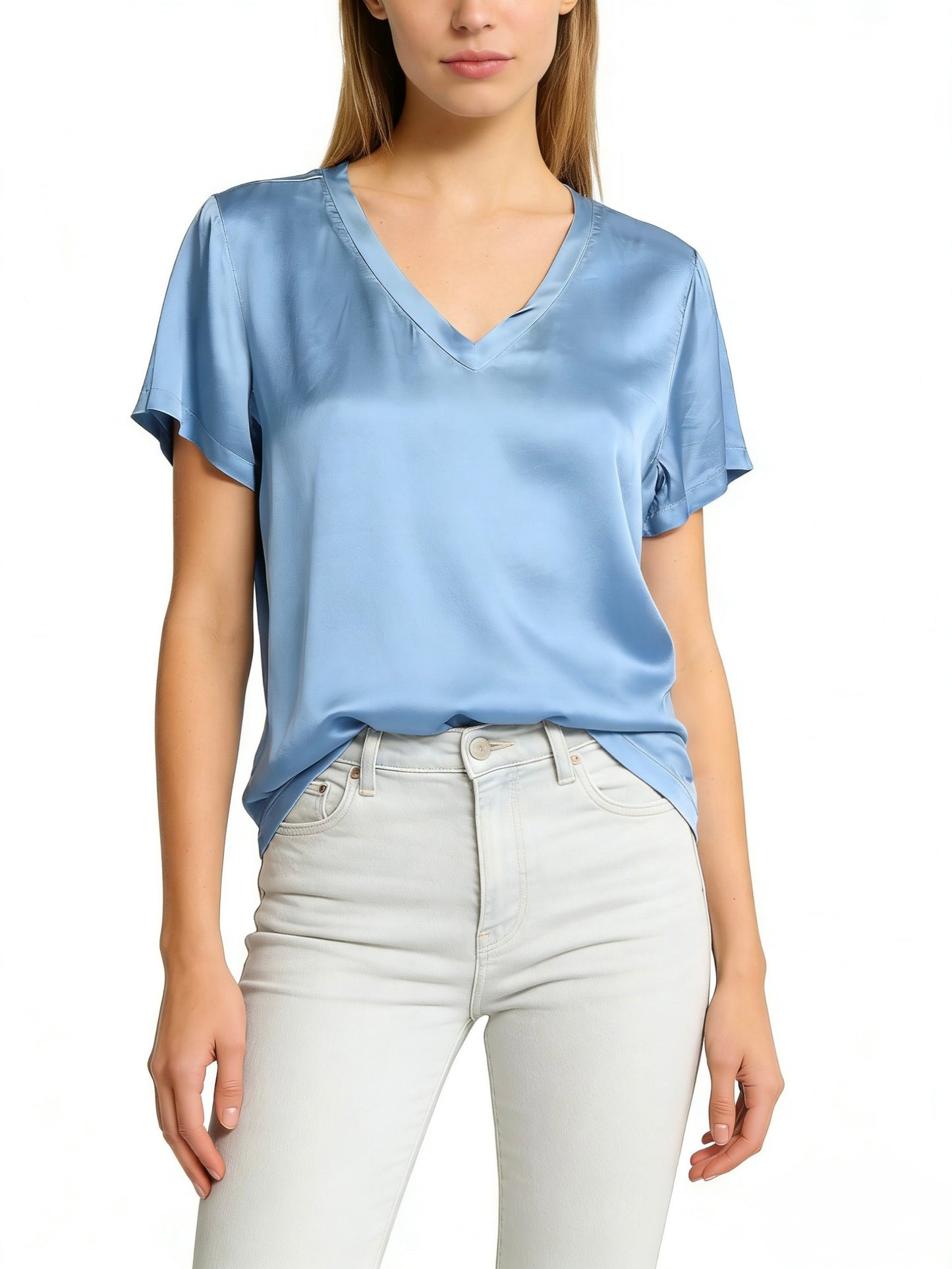 T-SHIRT DI RASO BASIC A SCOLLO V