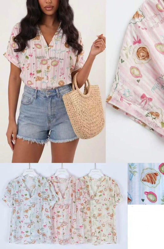 CAMICIA A FANTASIA A MANICHE CORTE