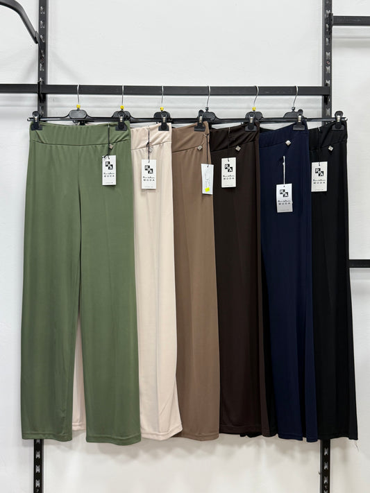 PANTALONE A GAMBE LARGHE E DRITTA A ELASTICO IN VITA