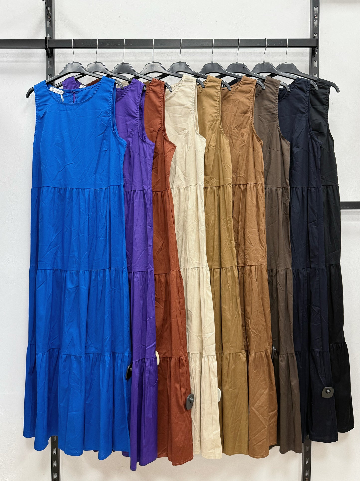VESTITO LUNGO 100% DI COTONE A BALZE