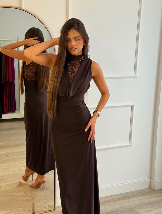 VESTITO LUNGO CON PAILLETTES