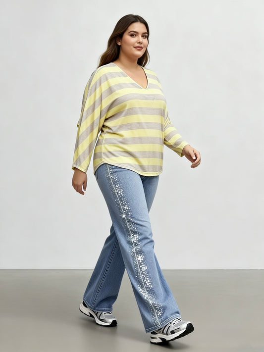 MAGLIETTA A MANICHE LUNGHE A RIGHE