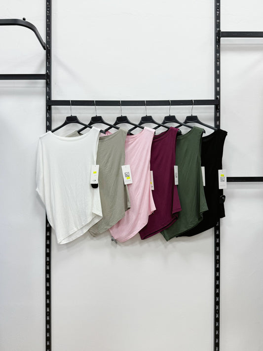 T-SHIRT A SPALLINE INTERCAMBIABILI UNICA TINTA